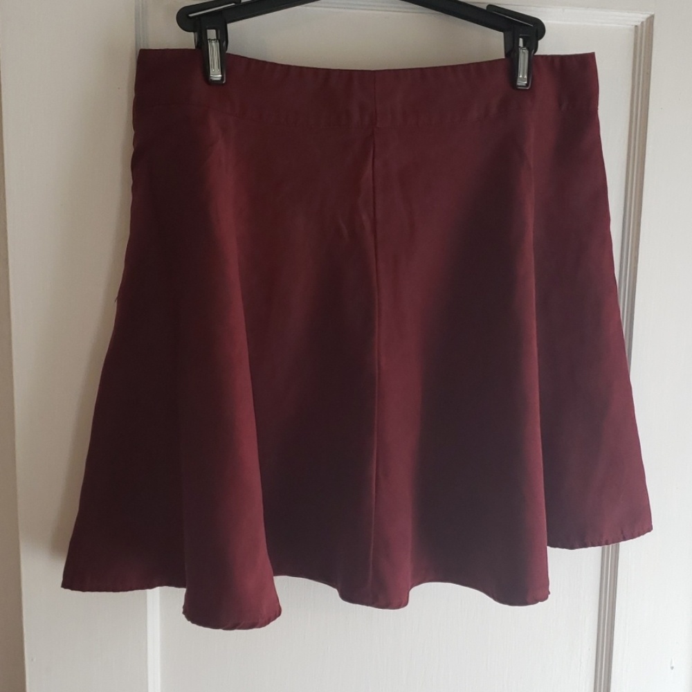 Burgundy Mini Skirt Faux Suede